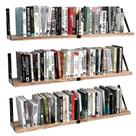 Conjunto de prateleiras de livros flutuantes de 3 prateleiras de madeira Senyh 84 cm pretas Conjunto de prateleiras de livros flutuantes de 3 prateleiras de madeira Senyh 84 cm pretas