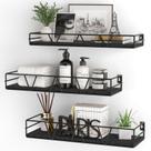 Conjunto de prateleiras flutuantes Home Wood Wall Set Farmhouse Black