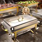 Conjunto de pratos Chafing ZILODE 9QT, pacote com 4, elegante ouro e prata