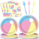 Conjunto de pratos de festa Summer Macaron Beach Ball, 96 unidades