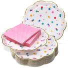 Conjunto de pratos de festa The Joy Bazaar Premium, rosa e dourado, pacote com 30