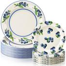 Conjunto de pratos de papel descartáveis Funnymoom Blueberry 48 unidades Conjunto de pratos de papel descartáveis Funnymoom Blueberry 48 unidades