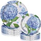 Conjunto de pratos de papel Funnymoom Hydrangea 48 unidades 23 cm 18 cm de diâmetro