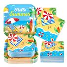 Conjunto de pratos de papel Hello Summer Beach Party da Grécia com 200 unidades