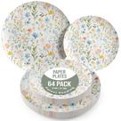 Conjunto de pratos de papel Trendables, 64 peças florais de 8" e 10"