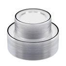 Conjunto de pratos de plástico BESTSTAR Black com 50 Dinner 50 Dinner 50 Dessert