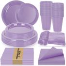 Conjunto de pratos de plástico CLIYTICA Lavender para 30 convidados descartáveis