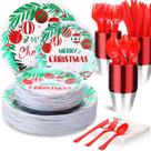 Conjunto de Pratos de Plástico de Natal Sliner - 350 Unidades com Louça