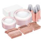 Conjunto de pratos de plástico descartáveis GATHER Rose Gold 350 unidades