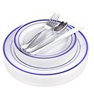 Conjunto de pratos de plástico Stock Your Home 125 peças branco/azul Conjunto de pratos de plástico Stock Your Home 125 peças branco/azul