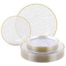 Conjunto de pratos de plástico transparente FOCUSLINE, 60 peças, 18 cm e 25 cm, borda dourada