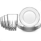 Conjunto de Pratos e Copos em Vidro 8 Peças Resistente e Elegante