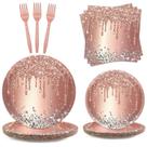 Conjunto de pratos e guardanapos de festa, ouro rosa, rosa, aniversário x24 Conjunto de pratos e guardanapos de festa, ouro rosa, rosa, aniversário x24