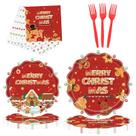Conjunto de pratos e guardanapos de papel de gengibre de Natal LYFREE de 96 unidades