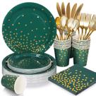 Conjunto de pratos e guardanapos verdes JOYOCEAN para festas