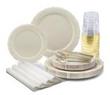 Conjunto de pratos e talheres de plástico descartáveis, 200 unidades - OCCASIONS