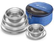 Conjunto de pratos e tigelas de aço inoxidável Mess Kit Wealers de 24 peças