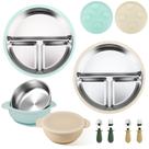 Conjunto de pratos e tigelas para crianças pequenas Mity rain em aço inoxidável Conjunto de pratos e tigelas para crianças pequenas Mity rain em aço inoxidável