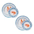 Conjunto De Pratos Sobremesa Raso Oceano Refeição 22cm 28cm Melamina Plástico Premium