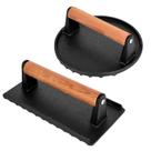 Conjunto de prensa para hambúrguer Whaleme 7" redonda e 20 x 10 cm em ferro fundido