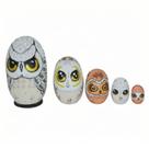 Conjunto de presente de brinquedo de madeira com 5 camadas de coruja Nesting Dolls