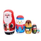 Conjunto de presente de brinquedo de madeira Russian Nesting Dolls de Natal de 5 camadas