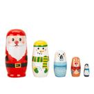 Conjunto de presente de brinquedo de madeira Russian Nesting Dolls de Natal de 5 camadas