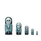 Conjunto de presente de brinquedo de madeira Skeleton Russian Nesting Dolls de 5 camadas