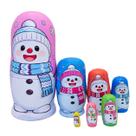 Conjunto de presente de brinquedo de madeira Snowman Russian Nesting Dolls de 7 camadas
