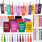 Conjunto de presente de equipe Hollowfly de 48 peças: copos coloridos de 24 onças, canetas, cadernos e chaveiros
