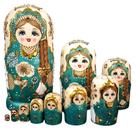 Conjunto de presente Matryoshka de madeira Russian Nesting Dolls de 10 camadas