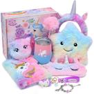Conjunto de presente Tacobear Unicorns para meninas de 6 a 10 anos com travesseiro e diário
