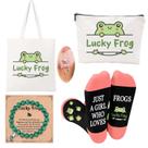 Conjunto de presentes: bolsa de cosméticos FJHAIY Frog, pulseiras, meias, brincos Conjunto de presentes: bolsa de cosméticos FJHAIY Frog, pulseiras, meias, brincos