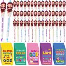Conjunto de presentes cristãos CroBlissful, 50 peças de canetas e cadernos Jesus Conjunto de presentes cristãos CroBlissful, 50 peças de canetas e cadernos Jesus