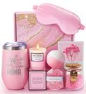 Conjunto de presentes MADDIFY Mom Spa com copo de vinho, vela e sal de banho