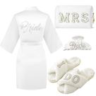Conjunto de presentes Tkifoda Bride to Be chinelos, roupão, bolsa de maquiagem