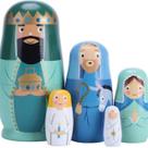Conjunto de presépio de bonecas russas pintadas à mão com 5 peças
