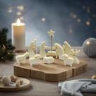 Conjunto De Presépio De Madeira Natural Moderno Para Decoração De Natal Com 11 Figuras