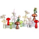 Conjunto de propagação de cogumelos Vase Glasseam com 10 vidros coloridos Conjunto de propagação de cogumelos Vase Glasseam com 10 vidros coloridos