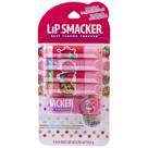 Conjunto de protetor labial Lip Smacker aromatizado com cordão rosa para crianças x4 Conjunto de protetor labial Lip Smacker aromatizado com cordão rosa para crianças x4