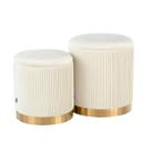 Conjunto de pufe de armazenamento YYW HOME Round White Velvet (pacote com 2)