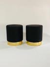 Conjunto de Puff com detalhes dourado no rodapé - Para sala de estar - Preto Suede Conjunto de Puff com detalhes dourado no rodapé - Para sala de estar - Preto Suede