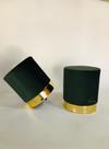Conjunto de Puff com detalhes dourado no rodapé - para sala de estar - Verde Musgo Suede