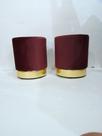 Conjunto de Puff com detalhes dourado no rodapé - Para sala de estar - Vinho Suede
