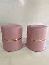 Conjunto de Puff redondo moderno com detalhe cinta para sala de estar ou quarto - Rosa Linho