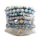 Conjunto de pulseiras Bohemian para mulheres, 6 peças de vidro/zircão frisado