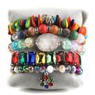 Conjunto de pulseiras Bohemian Stacked para mulheres, 7 peças com contas elásticas