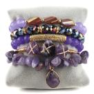 Conjunto de pulseiras Bohemian Stacked para mulheres com pedra natural, 5 peças Conjunto de pulseiras Bohemian Stacked para mulheres com pedra natural, 5 peças