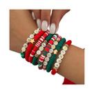 Conjunto De Pulseiras De Contas De Argila Polimérica Y2K Para O Natal, Braceletes Ajustáveis E Conjunto De Pulseiras De Contas De Argila Polimérica Y2K Para O Natal, Braceletes Ajustáveis E