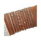 Conjunto De Pulseiras De Contas De Metal Com Correntes Geométricas Femininas, 5 Peças, Acessórios